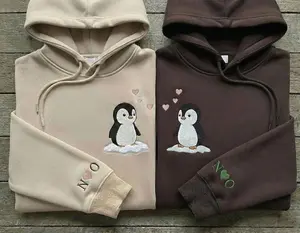 Custom Matching Boyfriend Girlfriend Sweatshirt, Penguin Couple Hoodie, Cute Animal Couple Hoodie, Valentines Day Present, Anniversary Gift
