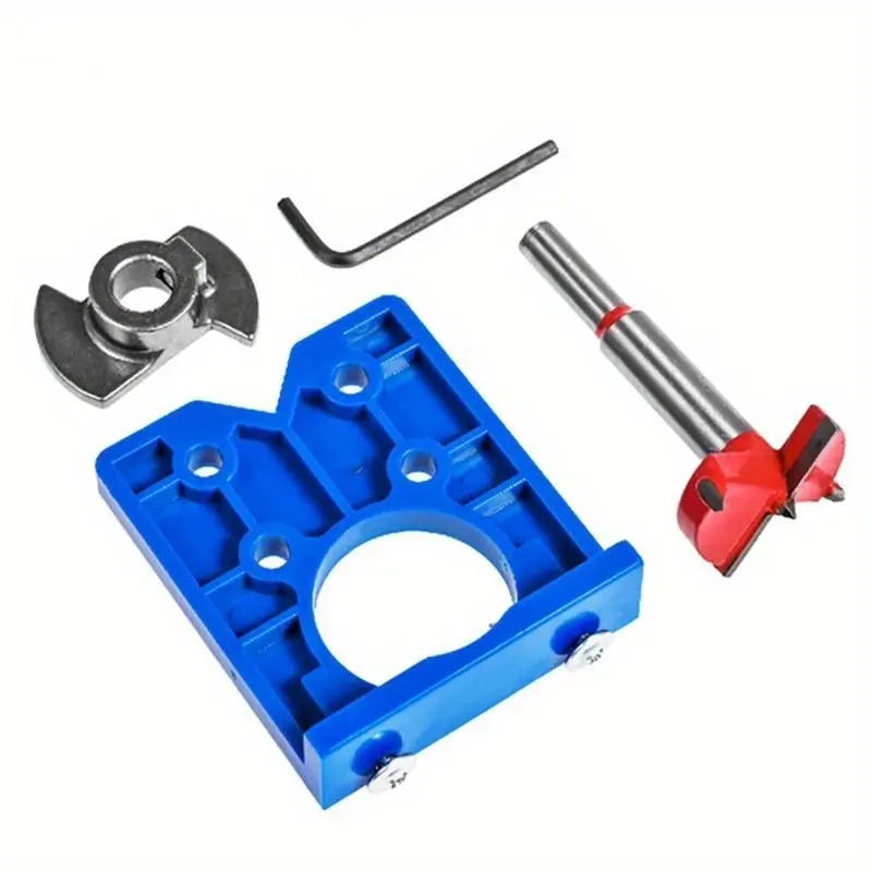 35mm Hinge Hole Jig Drill Guide Set Drill Bits DIY Woodworking Door Hole Opener Concealed Hinges Guide Door Saw Cabinet Accessories Tool