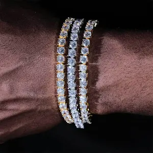 [ICE HUE]18K Gold Vacuum Plated Copper with 5A+ Sri Lanka Zircon Bracelet Tennis Chain Jewelry for Men & Women - High-End Glamour, All-Pave CZ Stones, Luxury Daily Wear, Gift Idea, Hip Hop Inspired, Casual Sophistication, Statement Accessory