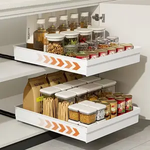 Space-Saving Sliding Drawer Tray, Easy Setup Kitchen Bathroom Sink Cabinet Door Drawer Organizer, Compact Design Durable Structure