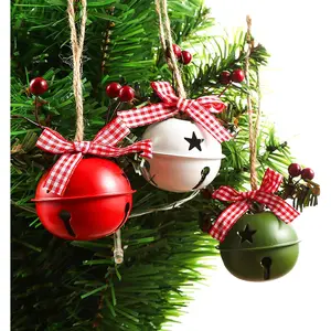 18 PCS Christmas Jingle Bells Ornaments in Red White Green Ornaments Christmas Tree Bells Pendant,Christmas Holiday Party Supplies for Christmas Tree Decor,Wreath,Window Memorial Ornament(Bell-Mix)