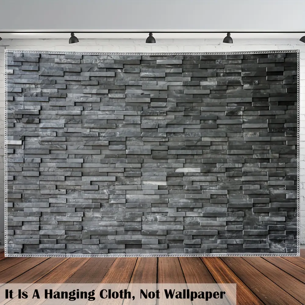 1 Sheet, Concave and convex brick wall 3D Stereo Photo Background Wall Tapestry Polyester Tapestry for Living Room Bedroom Office Home Room Party Decoration Live Background Tapestry with Free Hanging Clip