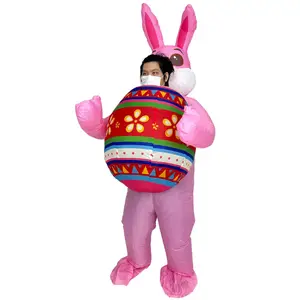 Inflatable Pink the Easter Bunny Costume Outfit Suit Rabbit Cosplay Party Adult Size Height: 150 to 190 cm Dress Up with Fan Clothes Casual fidgettoys squishy