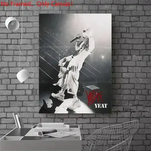 1 piece/set frameless canvas painting print poster, Popular hip-hop culture Characters realism art，Yeat performing on stage，a perfect gift for Rap Music loves, ideal gift for bedroom, living room, dorm hallway, kitchen, mural, wall decoration, room decor