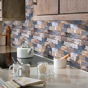 Imitation Natural Cultural Stone Wall Sticker, Peelable and Removable, Waterproof and Oil Resistant, Self-Adhesive, Easy to Clean Decoration