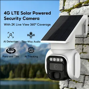 4G LTE Solar Security Camera (No Wi-Fi Needed), 2K Color Night Vision, 360° PTZ, AI Motion Tracking, Two-Way Audio, Spotlight Siren, Built-in SIM (US Only)