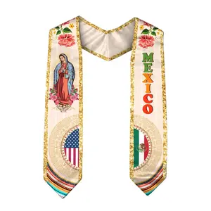 Graduation Stole Mexican 2026 – Mexican Graduation Sash, Mexico Flag, Class of 2026 V Shape National Country Stole