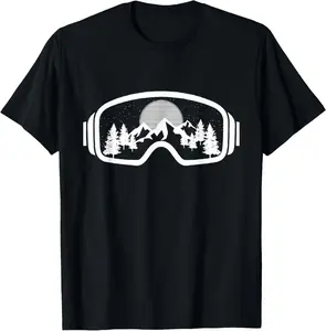 Casual Cotton shortsleeve tees Ski Snowboard Goggles Skiing Snow Mountain T-Shirt