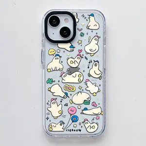 Cute Duck Pattern Scratch Resistant Shockproof Protective Cover Clear Soft Phone Case for iPhone 16 15 14 13 12 11 Pro Max Plus Durable Personalized