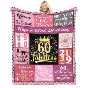 1PC 60th birthday gift blankets for women, cool birthday gifts for women turning 60, 60th birthday gift ideas