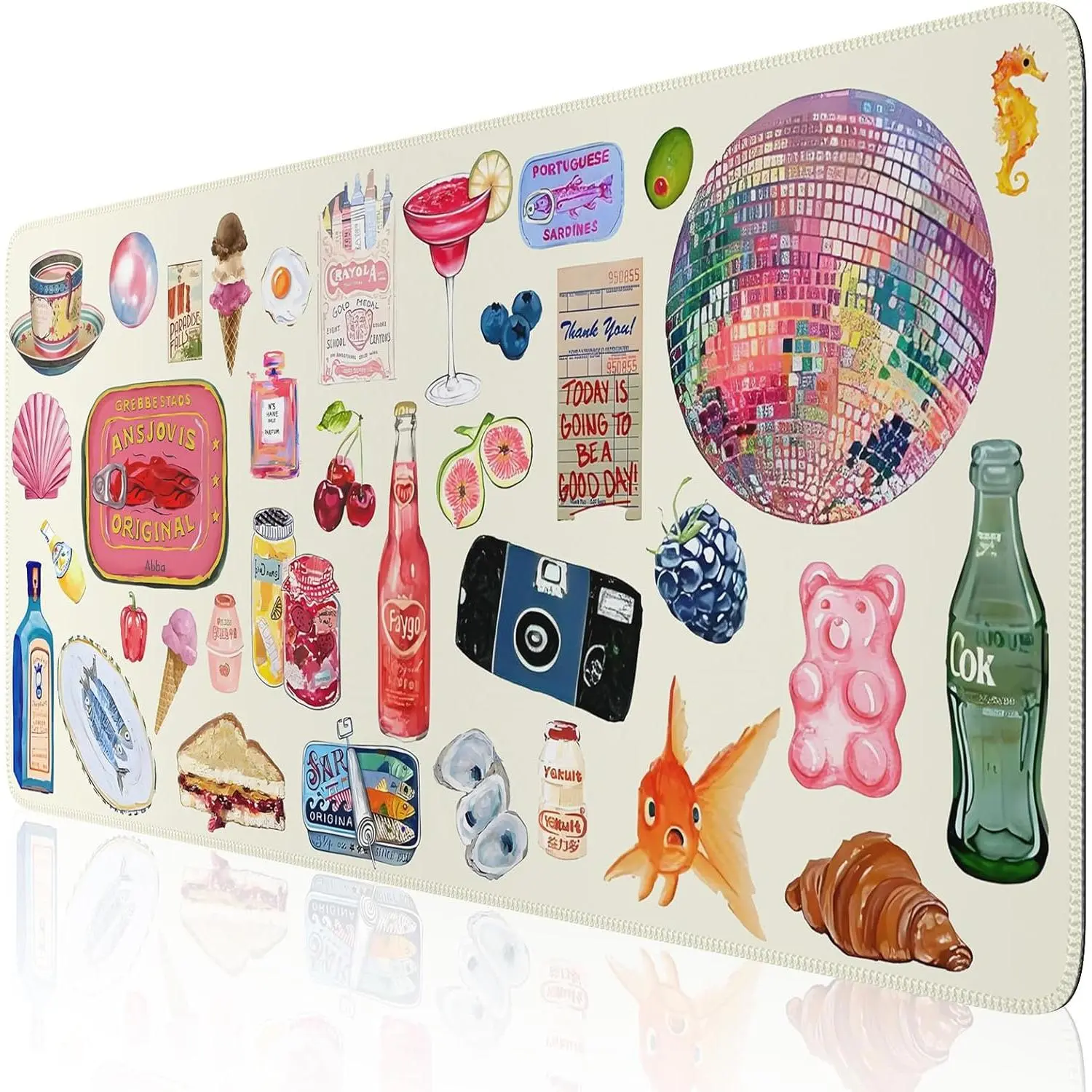 【Moving Season】Desk Mat for Keyboard and Mouse, Large Mouse Pad for Desk, Desk Matt for Desktop, Desk Pad Mat, Anti-Slip Big Mousepad with Stitched Edges for Computer(Watercolor Stickers)