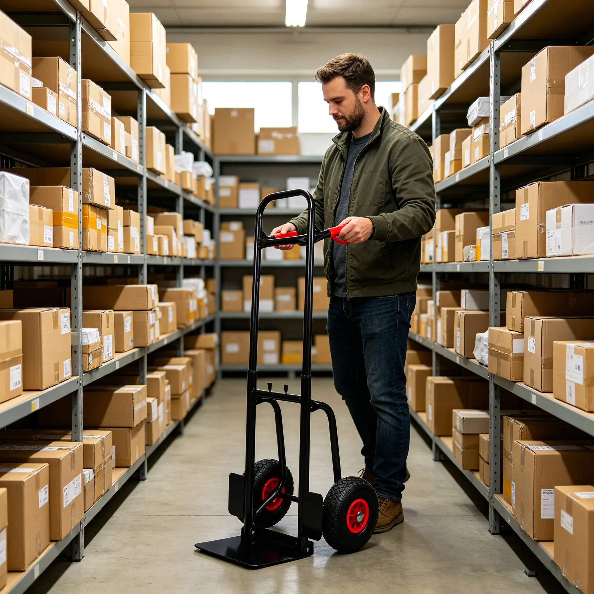 Heavy duty manual truck with double handles 330 lb steel trolley for moving heavy platform truck with 10 "rubber wheels for moving/warehouse/garden/grocery