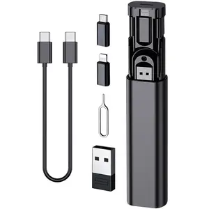 JOYTUTUS Car Hidden Data Cable 60W Super Fast Charging Organization Multi-Functional Storage Box with Type-C USB Lightning Connectors & SIM Card Slot for Car Use Carplay Dongle Gift Ideas, Travel essential