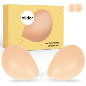 Niidor Adhesive Bra - Lightweight, Shaping, Front-Clasp, Easy to Clean - Strapless, Sticky, Invisible Push-Up Silicone Bra for Backless Dress with Breathable   Perfect for Backless Dresses | Women's Lingerie Accessories nip covers