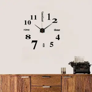 1 Piece 3D Clock Design Acrylic Wall Sticker, Modern & Simple & Mute DIY Personalized Living Room Modern Craft Decoration Clock