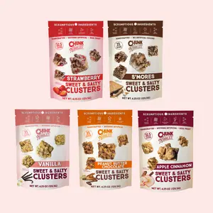 Chunk Nibbles Snack Clusters Snack Bundle | 5 Unique Flavors - Peanut Butter Chocolate, S'mores, Vanilla, Apple Cinnamon, Strawberry | 4.25oz Bags | Sweet & Salty Cluster Bites