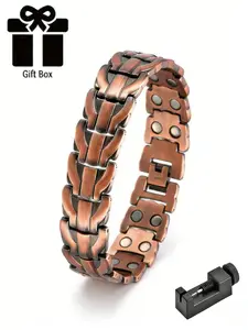 Men's Dragon Pattern Twin Row Magnetic Copper Bracelet, Four-In-One Polished Texture, Health Fashion Versatile Gift