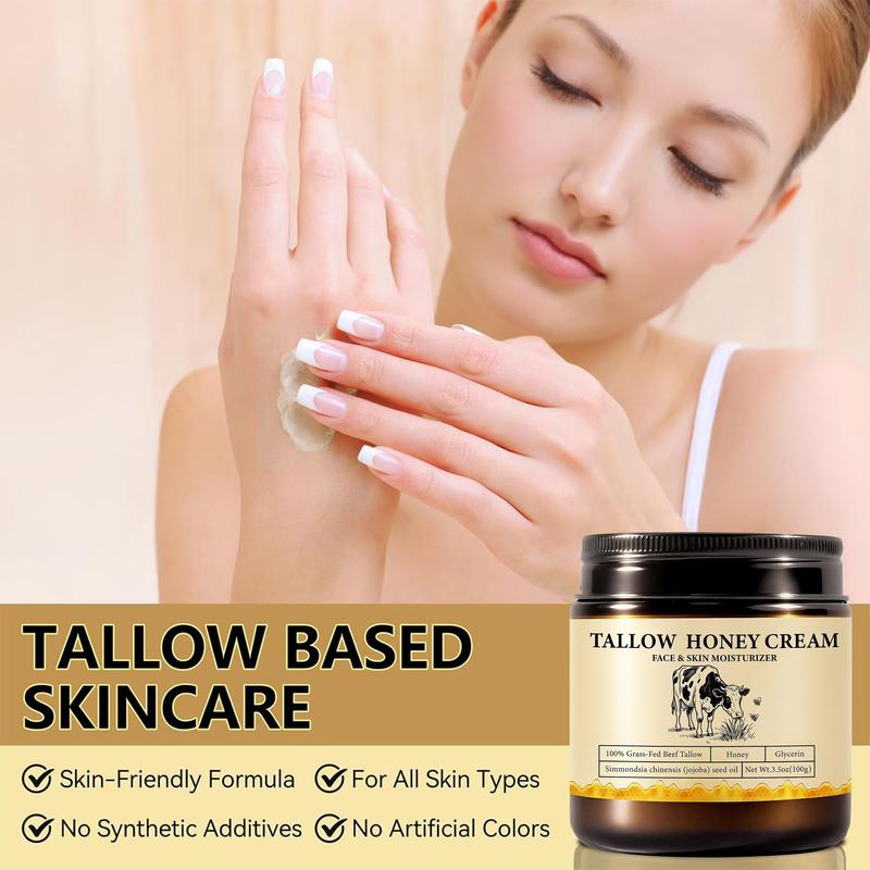 2Bmagic Tallow Honey Cream – Labor Day Weekend Skin Repair Balm, Hydrating Moisturizer for Dry Skin, Eczema, Cuts & Bruises Body Care Gentle Jojoba Sensitive Soothing