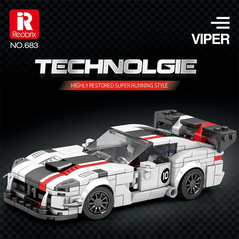 Reobrix Speed Viper Supercar Brick Kit - 419PCS BPA-Free CE-Certified ABS Plastic Building Blocks with Precision Parts, Ideal Birthday Gift for Kids 6-8 Years