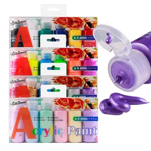 Acrylic Paint Set - 6-Color Combination, Artist Painting Supplies, Suitable for Multi-Surface Canvases, Wood, Fabric, Leather, Stone, Glass, Paper, and Crafts