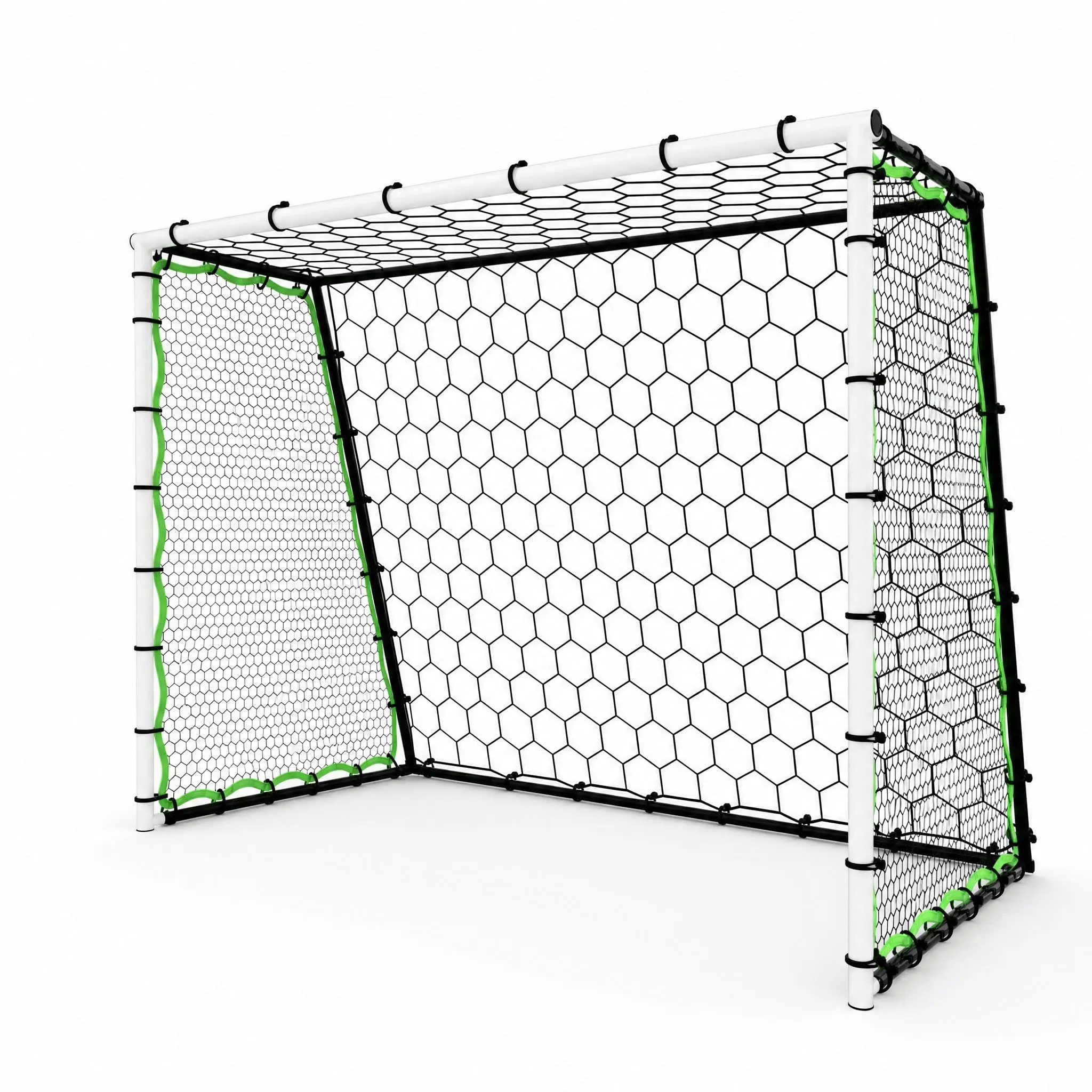 7 x 5 FT Soccer Goal Rebounder Net for Backyard, Iron Frame Soccer Net with PE Mesh, Training Goal for Passing, First Touch and Ball Control, Includes 4 U-Shaped Ground Stakes