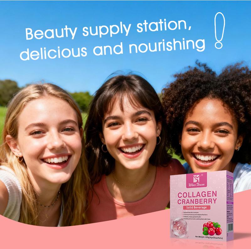 WINS TOWN Collagen Peptides Powder, with Prebiotics & Cranberry Extract -Hydrolyzed Collagen Peptides Support Hair, Skin, Nail, Bone & Digestive Health, Grass Fed, Non-GMO, for Women & Men