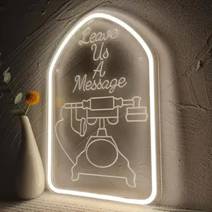 Retro White Light LED Neon Sign Wall Art - Wall-Mounted USB-Powered Home Decoration Lamp with Easy Button Control, Neon Lights for Indoor Weddings (Event Backdrop)
