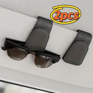 2pcs Sunglass Holder For Car Visor, Suede Cloth Magnetic Sunglass Organizer For Car Accessories, Black