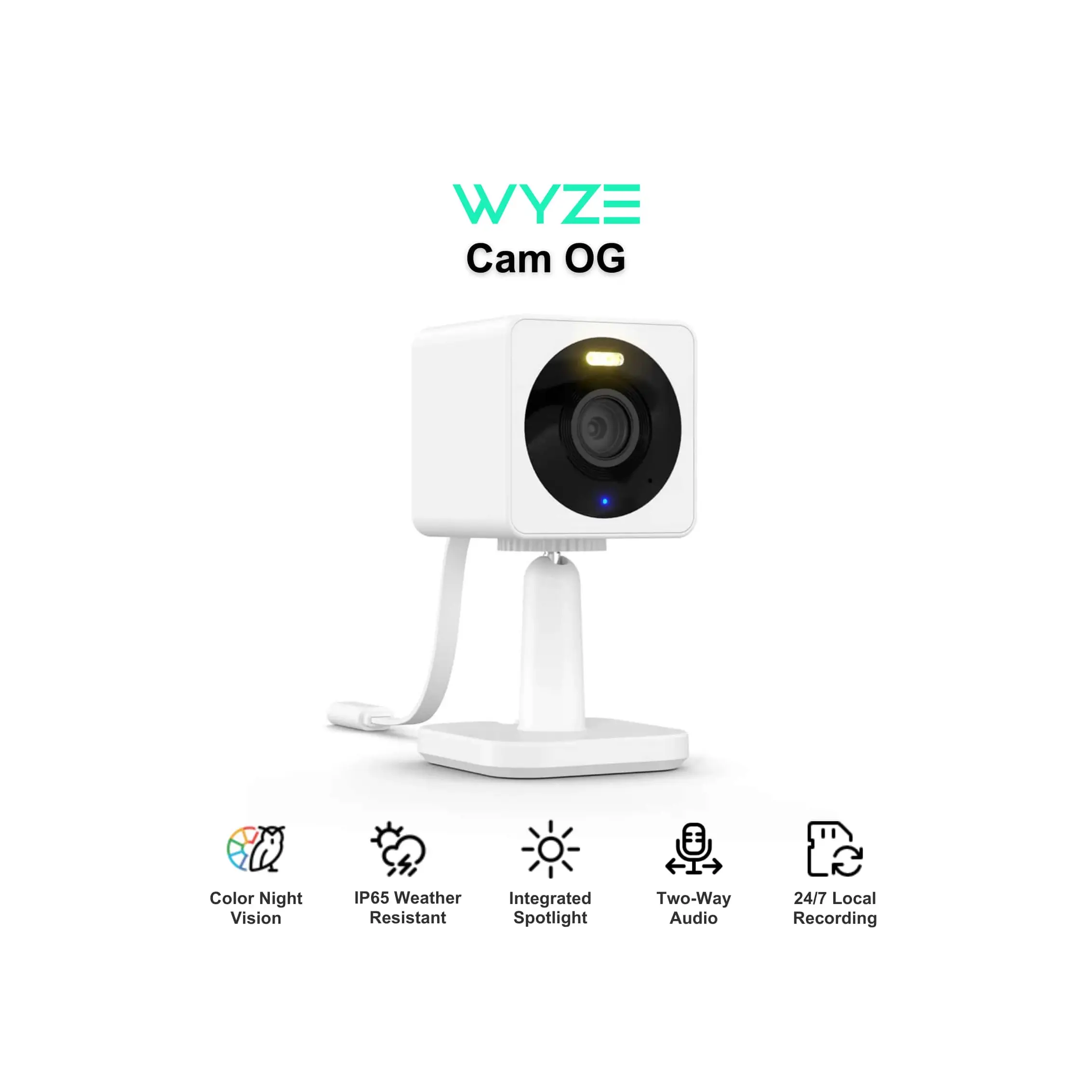 WYZE Cam OG 1080p HD Wi-Fi Security Camera - Indoor/Outdoor, Color Night Vision, Spotlight, 2-Way Audio, Cloud & Local Storage- Ideal For Home Security, Baby, Pet Monitoring
