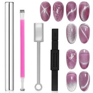 3PCs nail magnet tool set, strong magnetic double head nail magnet cat eye magnet for nails tools nail art gel nail polish magnet, DIY style available cat eye magnetic magnet Nails art tools Manicure Metal Nailcare