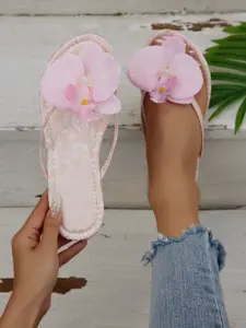 French Style Summer Sandals for Women, Floral Flat Slippers, Perfect for Dates, Shopping, Parties, Business Casual Wear