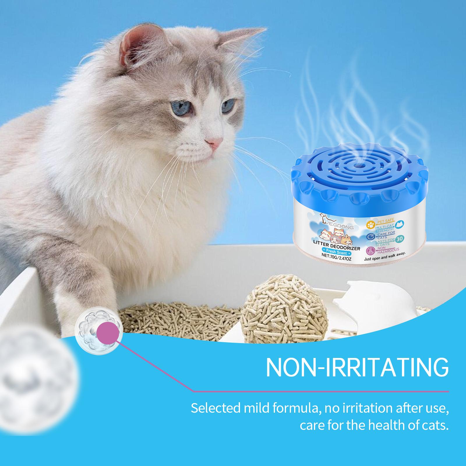 Cat litter odor remover canister - Cat feces and urine clean up of odors, fresh and pleasant fragrance, mild ingredients, toilet odor remover gel