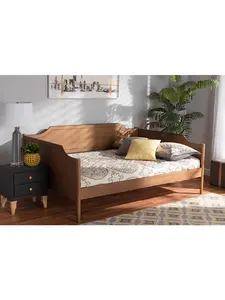 Baxton Studio 193271169078 35 x 78.2 x 56.4 in. Alya Classic & Traditional Farmhouse Walnut Brown Finished Wood Full Size Daybed