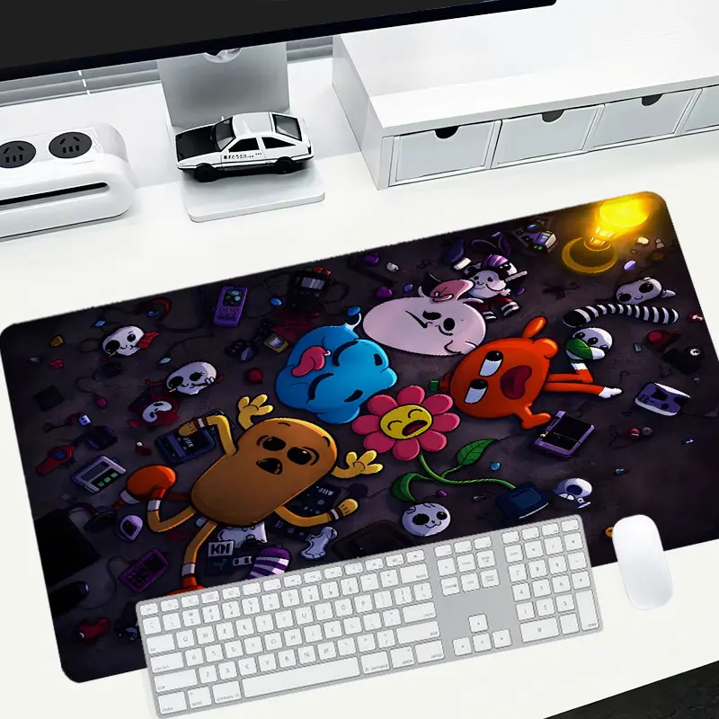 Colorful cartoon-themed large-sized gaming mouse pad, Gaming mousepad, toy pattern design desktop protection pad, anti-slip rubber lock edge high-definition printing, suitable for computers, offices, homes, as a gift for family and friends