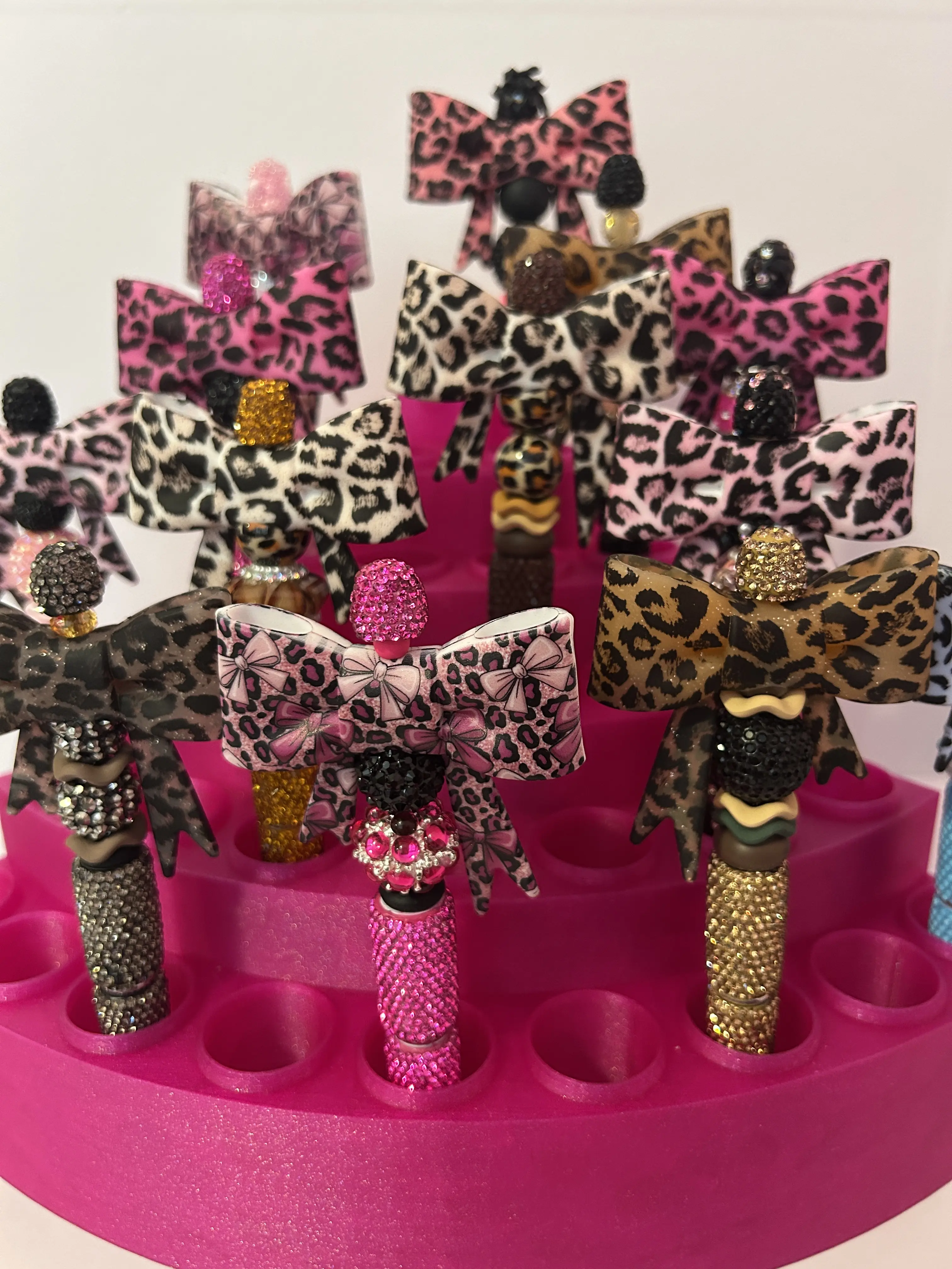 Leopard Animal Print Bling Bow Writing Tool Pens, Office Stationery Writing & Correction Supplies for Computers & Office Equipment Use