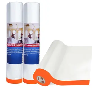 Pre-Taped Masking Film, 102" x 56Feet x 3Roll Plastic Sheeting Cover for Painting, Tape and Drape, Painters Masking Tape Film Plastic Drop Cloths for Auto, Appliance and Furniture