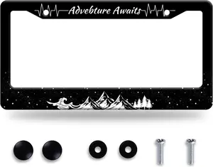 License Plate Frame, Rustproof Car Tag Holder with Screws, Fits Standard US Cars Trucks