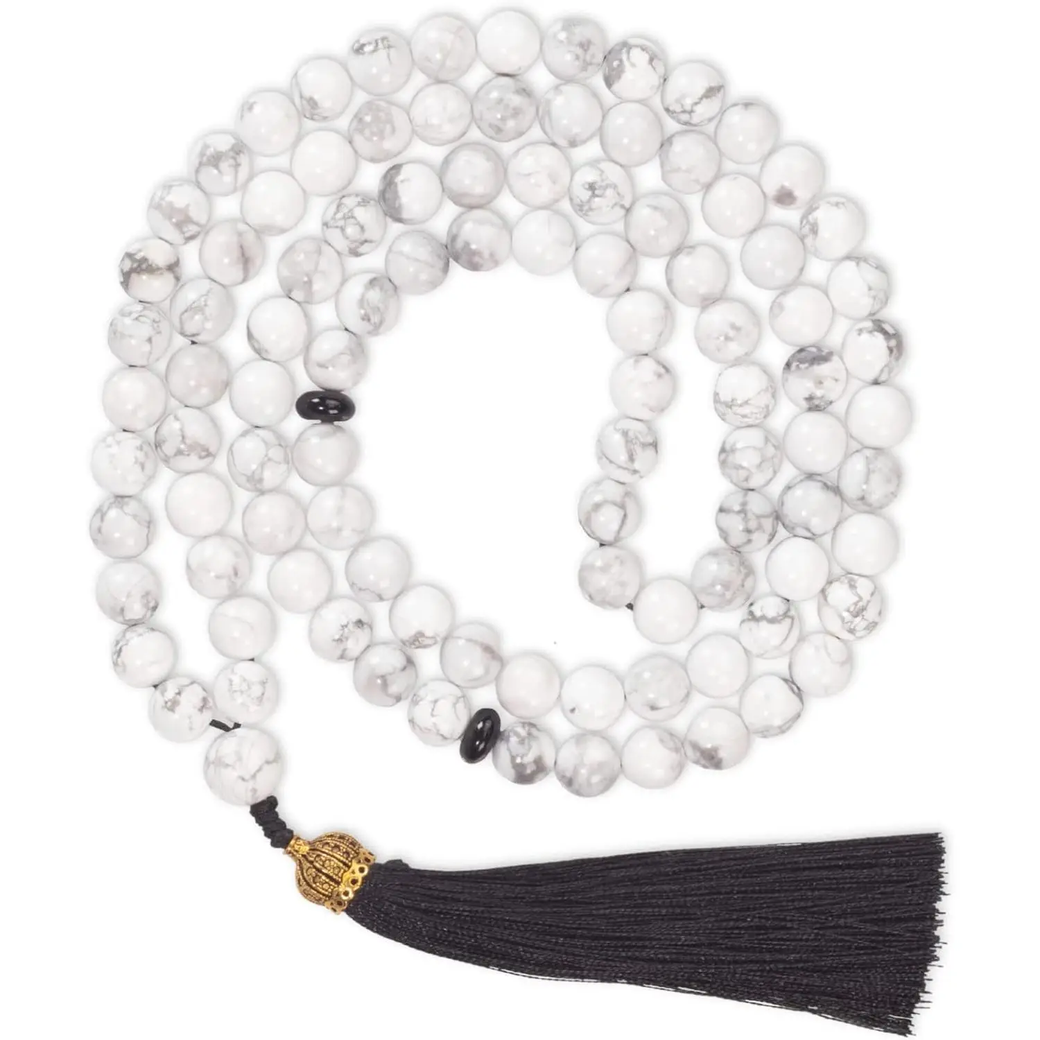 Premium Muslim Prayer Beads - Natural Stone (8mm, 99 Beads), Howlite, White – For Spiritual Strength and Blessings