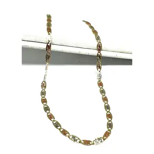 10K Solid Gold Tri-Color VALENTINA  Brracelet 7-8 inch 2-2.5mm Width