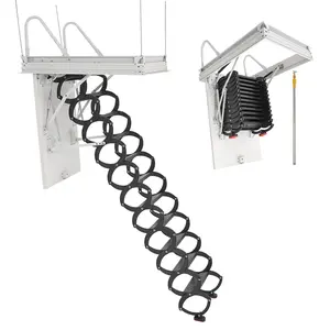 【Summervibes】VEVOR Attic Ladder, 660LBS/299.4KG Capacity, Fits 8.5 to 9.4 ft Ceiling Height and 39.4 x 27.5 inch Opening Size, Alloy Steel Pull-Down Retractable Ceiling Stair with Pulling Rod for Attic Loft Roof