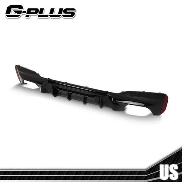 MOTOR GPLUS 1100% Brand New Glossy Black Polypropylene Rear Bumper Diffuser - Aerodynamic, Tab Mount, Round Tip Ready - Fit For 2017-2023 BMW G30 5 Series M Sport Auto Replacement Part
