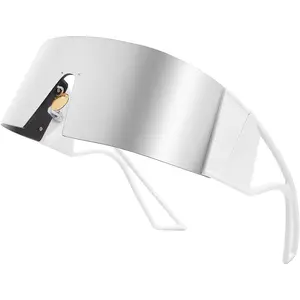 EyeconicFinds Oversized Flat Top Futuristic Wrap Sunglasses One Piece Goggles for Women Men Fashion Shades B4054