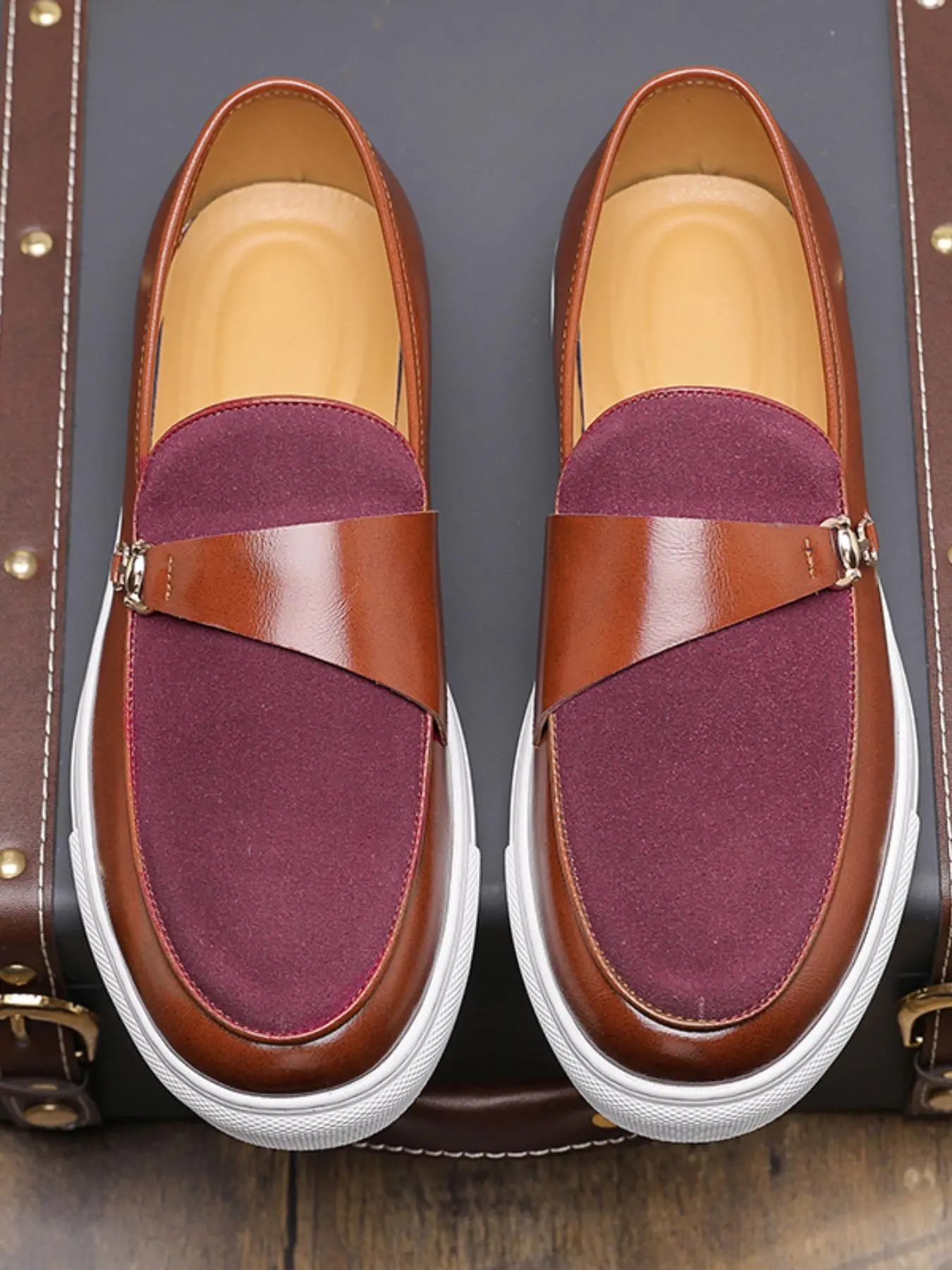 Men's Casual Plain Color Loafers, Smart Casual Shoes, Elegant Plain Loafers, Fashionable Round Toe Slip-on Flat Loafers for Daily Wear, Lightweight Breathable Comfortable Walking Shoes, PU Leather Shoes for Men
