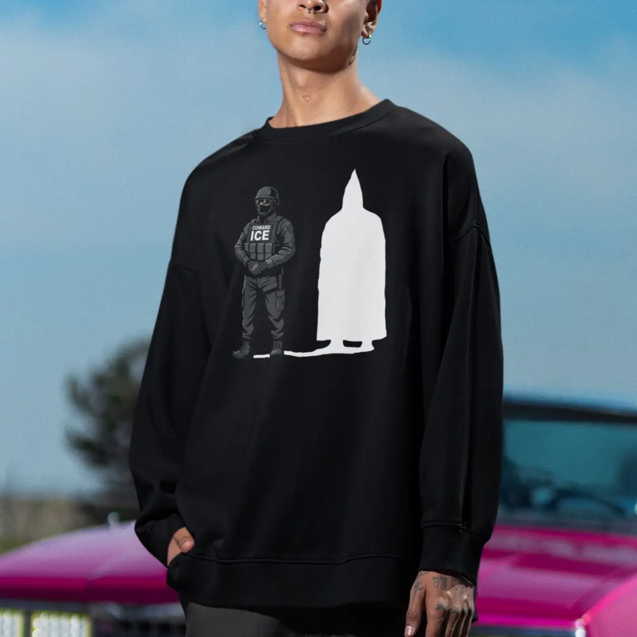 Ice Shadow Shirt, Anti-ICE Hoodie, Abolish Ice Tee, Ice is Fascism