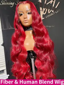 【Blend】13X4 Hot Red Colored Lace Front Human Hair Wigs 13X6 Hd Body Wave Curly Hair Lace Frontal Wig 32" Brazilian Human Hair 9X6 Wear And Go Glueless Lace Front Wig