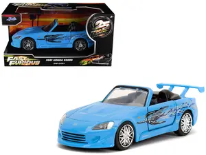 2001 Honda S2000 Convertible Blue with Graphics "Fast & Furious Remix - 25th Anniversary" Series 1/32 Diecast Model Car by Jada