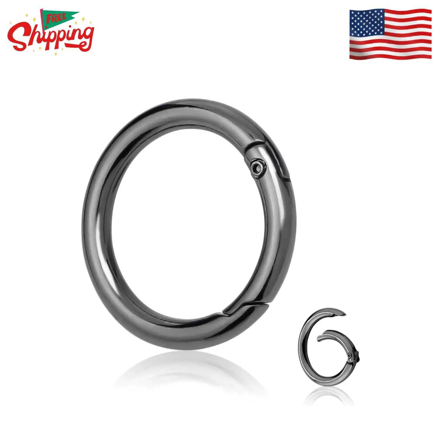 10Pack 1 Inch Metal Spring O Rings Clip Keychain