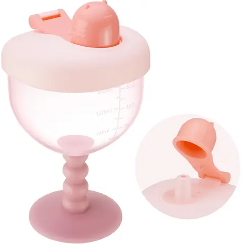NiHome 180ml/6oz Leakproof Toddler Sippy Cup (12 Months+), Unisex Wine-Shape Shatter-Resistant Baby Goblet with Lid, Travel Cup with Measurement Marks, Durable Odorless Baby Item for Stylish Mealtime Sipping