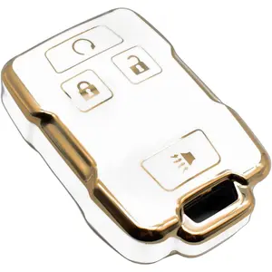 Key Fob Cover Compatible with Chevy Chevrolet Colorado Silverado Suburban Tahoe GMC Canyon Sierra 1500 2500 3500 HD TPU Remote Keyless Key Fob Case Protection Shell Accessories, White