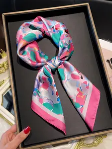 Women's Elegant Ditsy Floral Print Square Scarf, Trendy Soft Breathable Scarf, Fashionable Hair Accessories for Daily Use, Fashion Hair Scarves